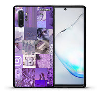 Thumbnail for Θήκη Samsung Note 10+ Purple Aesthetic Collage από τη Smartfits με σχέδιο στο πίσω μέρος και μαύρο περίβλημα | Samsung Note 10+ Purple Aesthetic Collage case with colorful back and black bezels