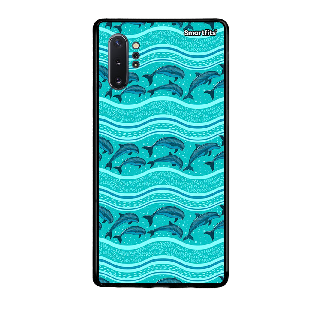 Samsung Note 10+ Swimming Dolphins θήκη από τη Smartfits με σχέδιο στο πίσω μέρος και μαύρο περίβλημα | Smartphone case with colorful back and black bezels by Smartfits