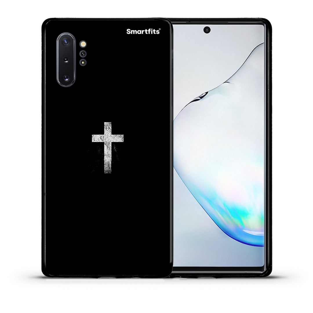 Θήκη Samsung Note 10+ White Cross από τη Smartfits με σχέδιο στο πίσω μέρος και μαύρο περίβλημα | Samsung Note 10+ White Cross case with colorful back and black bezels