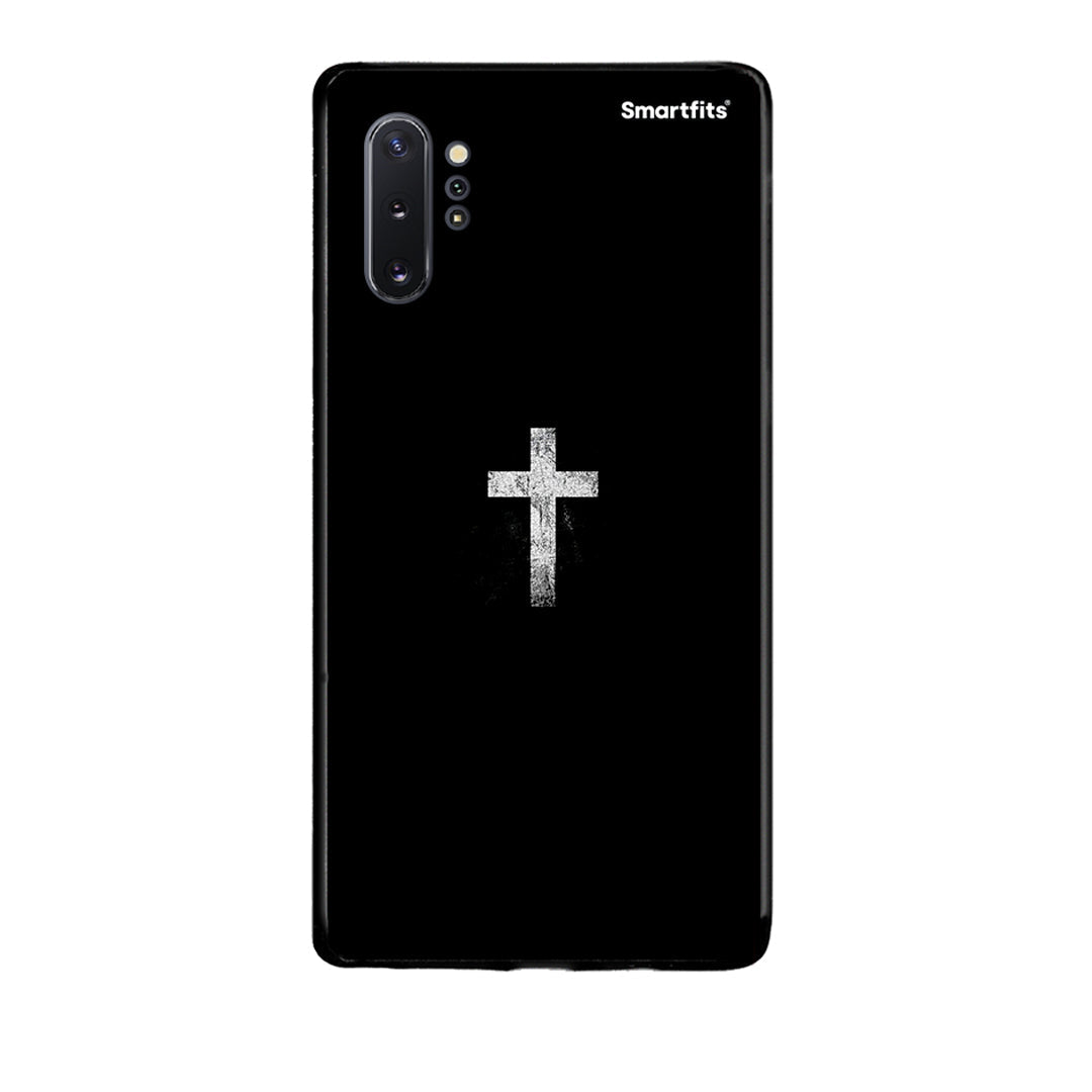 Samsung Note 10+ White Cross θήκη από τη Smartfits με σχέδιο στο πίσω μέρος και μαύρο περίβλημα | Smartphone case with colorful back and black bezels by Smartfits