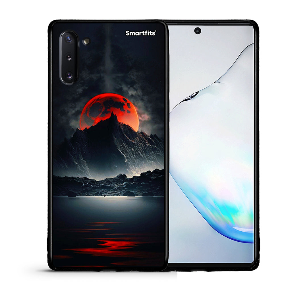 Θήκη Samsung Note 10 Red Full Moon από τη Smartfits με σχέδιο στο πίσω μέρος και μαύρο περίβλημα | Samsung Note 10 Red Full Moon case with colorful back and black bezels