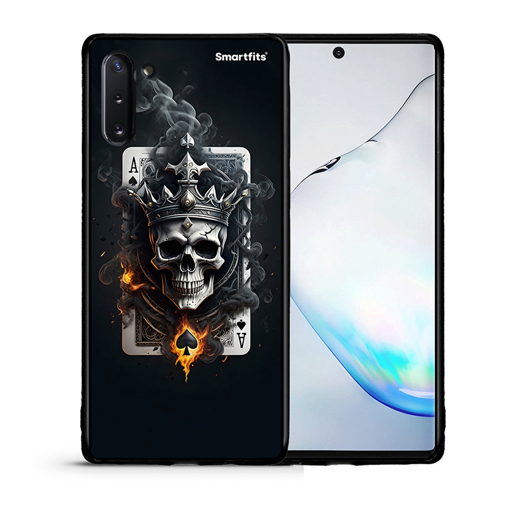 Θήκη Samsung Note 10 Skull King Ace από τη Smartfits με σχέδιο στο πίσω μέρος και μαύρο περίβλημα | Samsung Note 10 Skull King Ace case with colorful back and black bezels