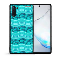 Thumbnail for Θήκη Samsung Note 10 Swimming Dolphins από τη Smartfits με σχέδιο στο πίσω μέρος και μαύρο περίβλημα | Samsung Note 10 Swimming Dolphins case with colorful back and black bezels