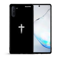 Thumbnail for Θήκη Samsung Note 10 White Cross από τη Smartfits με σχέδιο στο πίσω μέρος και μαύρο περίβλημα | Samsung Note 10 White Cross case with colorful back and black bezels