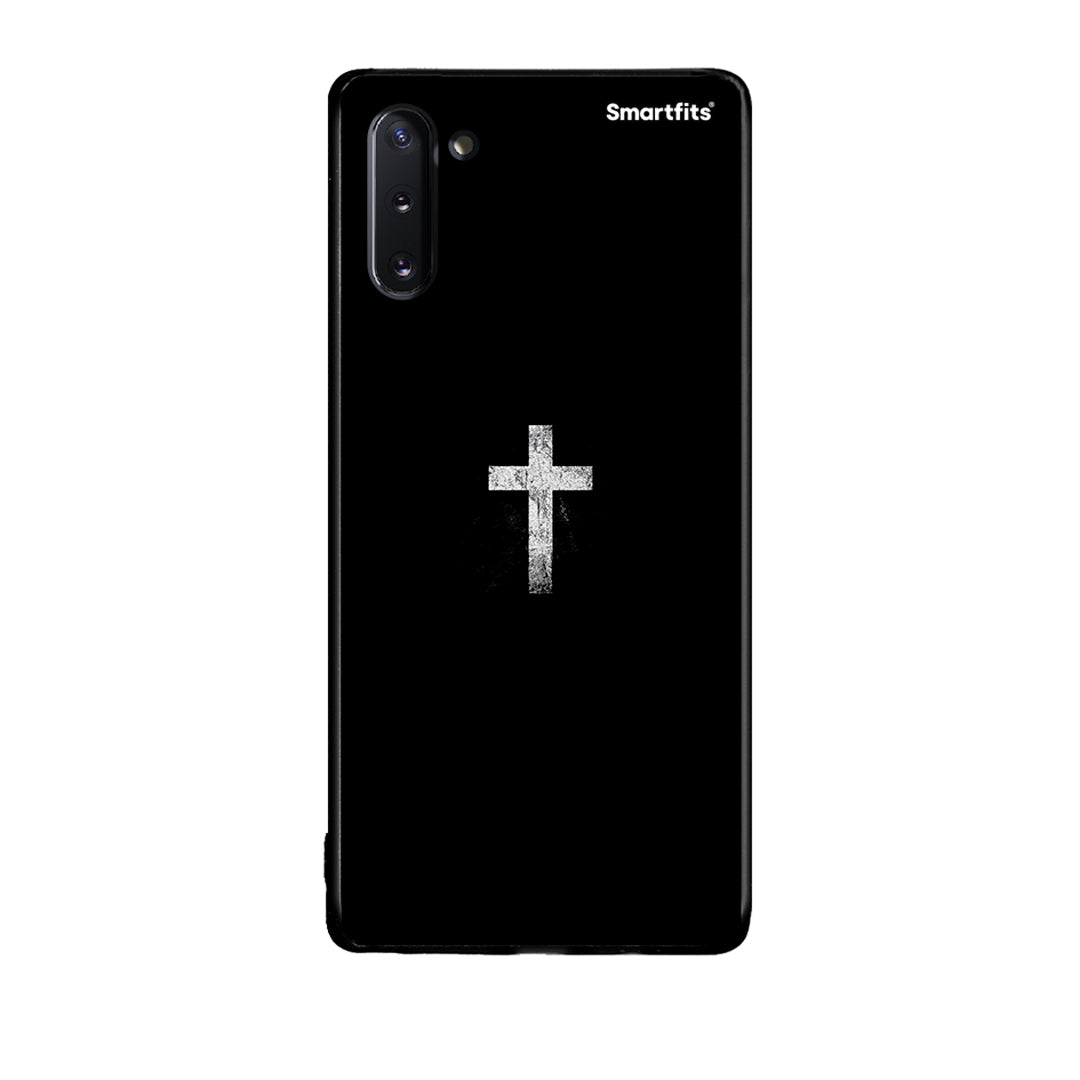 Samsung Note 10 White Cross θήκη από τη Smartfits με σχέδιο στο πίσω μέρος και μαύρο περίβλημα | Smartphone case with colorful back and black bezels by Smartfits