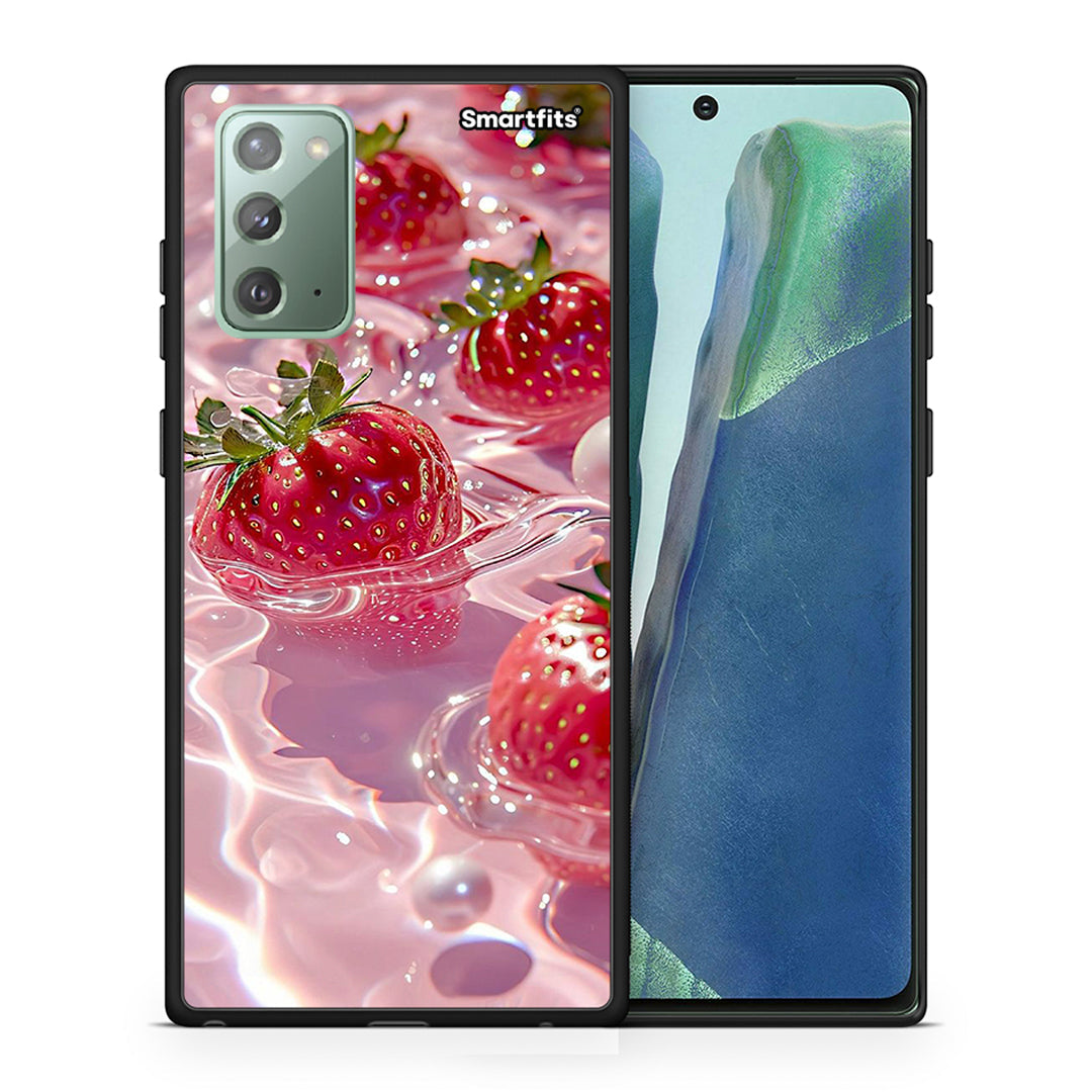 Θήκη Samsung Note 20 Juicy Strawberries από τη Smartfits με σχέδιο στο πίσω μέρος και μαύρο περίβλημα | Samsung Note 20 Juicy Strawberries case with colorful back and black bezels