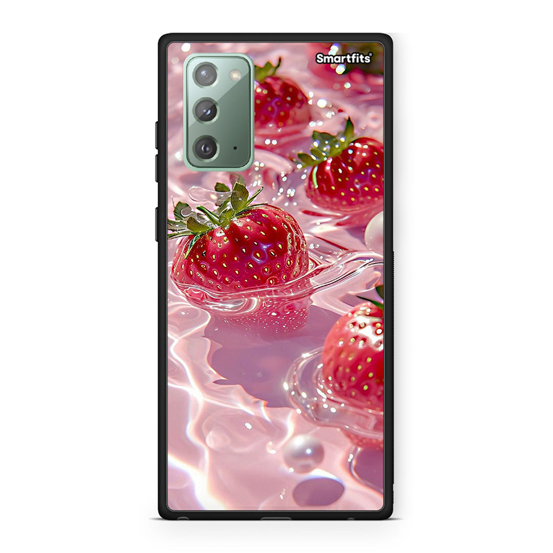 Samsung Note 20 Juicy Strawberries θήκη από τη Smartfits με σχέδιο στο πίσω μέρος και μαύρο περίβλημα | Smartphone case with colorful back and black bezels by Smartfits