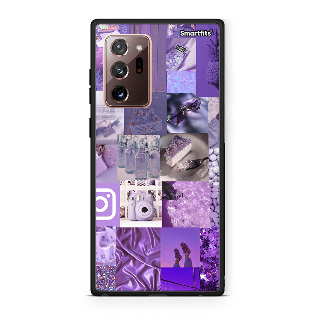 Samsung Note 20 Ultra Purple Aesthetic Collage θήκη από τη Smartfits με σχέδιο στο πίσω μέρος και μαύρο περίβλημα | Smartphone case with colorful back and black bezels by Smartfits