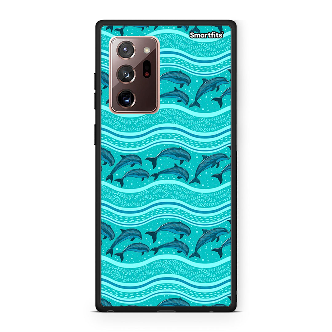 Samsung Note 20 Ultra Swimming Dolphins θήκη από τη Smartfits με σχέδιο στο πίσω μέρος και μαύρο περίβλημα | Smartphone case with colorful back and black bezels by Smartfits