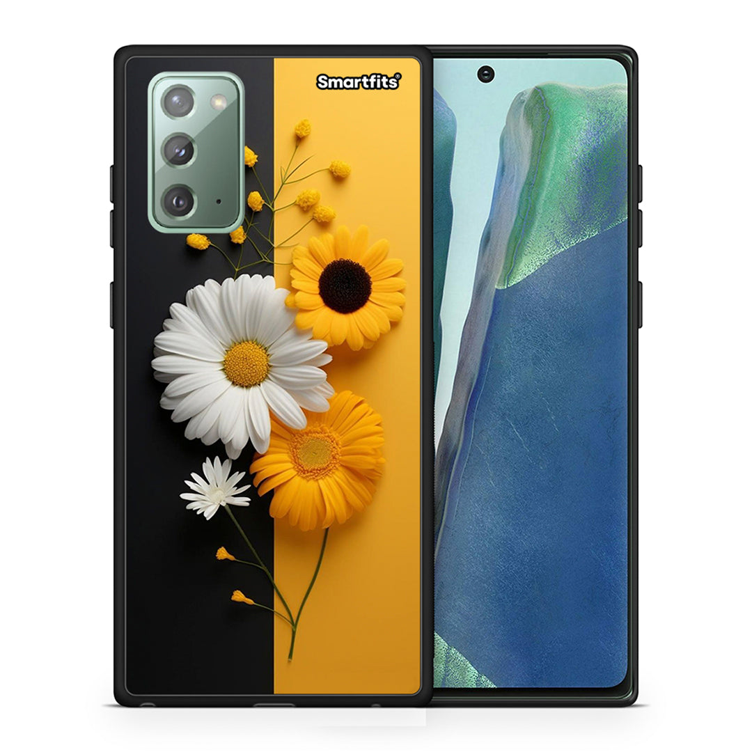 Θήκη Samsung Note 20 Yellow Daisies από τη Smartfits με σχέδιο στο πίσω μέρος και μαύρο περίβλημα | Samsung Note 20 Yellow Daisies case with colorful back and black bezels