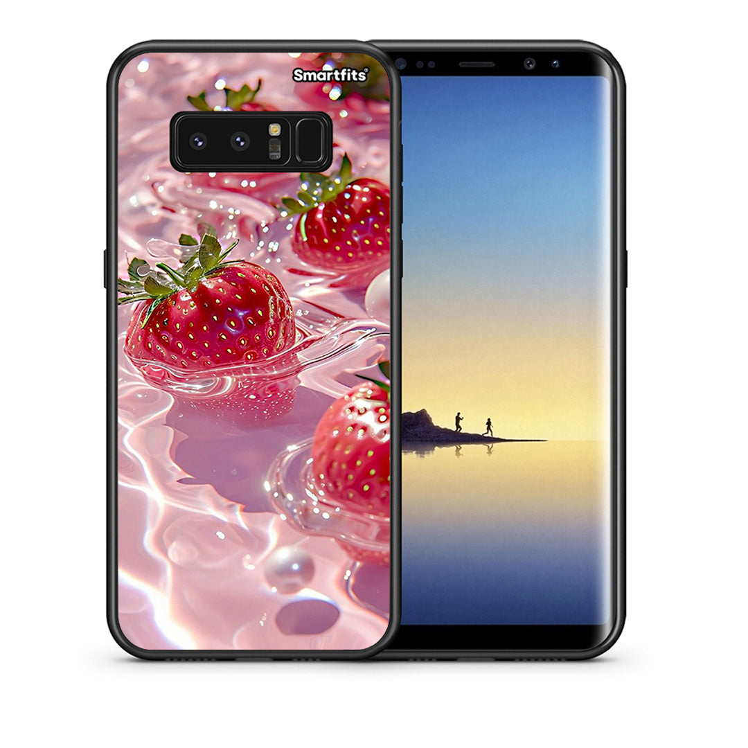 Θήκη Samsung Note 8 Juicy Strawberries από τη Smartfits με σχέδιο στο πίσω μέρος και μαύρο περίβλημα | Samsung Note 8 Juicy Strawberries case with colorful back and black bezels