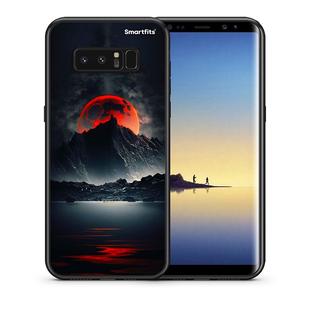 Θήκη Samsung Note 8 Red Full Moon από τη Smartfits με σχέδιο στο πίσω μέρος και μαύρο περίβλημα | Samsung Note 8 Red Full Moon case with colorful back and black bezels