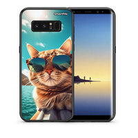 Thumbnail for Θήκη Samsung Note 8 Summer Cat από τη Smartfits με σχέδιο στο πίσω μέρος και μαύρο περίβλημα | Samsung Note 8 Summer Cat case with colorful back and black bezels