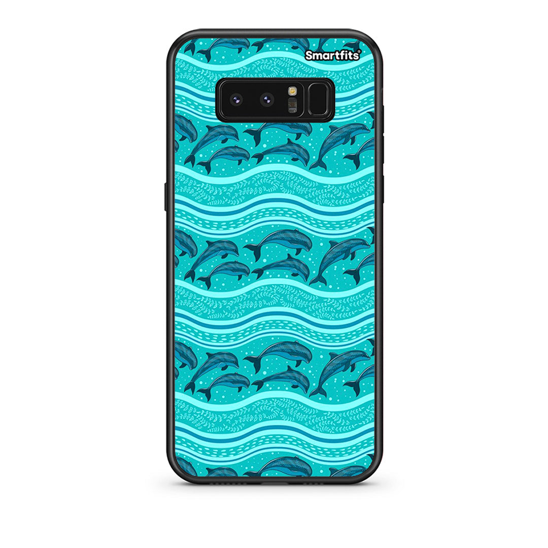 samsung note 8 Swimming Dolphins θήκη από τη Smartfits με σχέδιο στο πίσω μέρος και μαύρο περίβλημα | Smartphone case with colorful back and black bezels by Smartfits