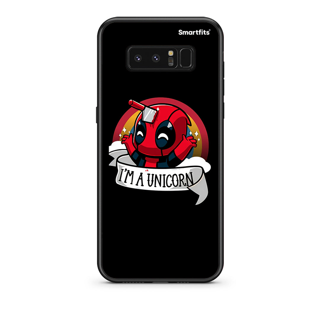 samsung note 8 Unicorn Deadpool θήκη από τη Smartfits με σχέδιο στο πίσω μέρος και μαύρο περίβλημα | Smartphone case with colorful back and black bezels by Smartfits