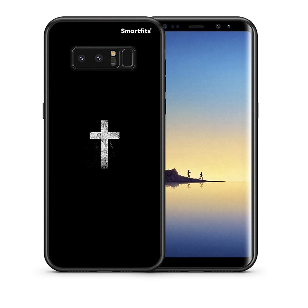 Θήκη Samsung Note 8 White Cross από τη Smartfits με σχέδιο στο πίσω μέρος και μαύρο περίβλημα | Samsung Note 8 White Cross case with colorful back and black bezels