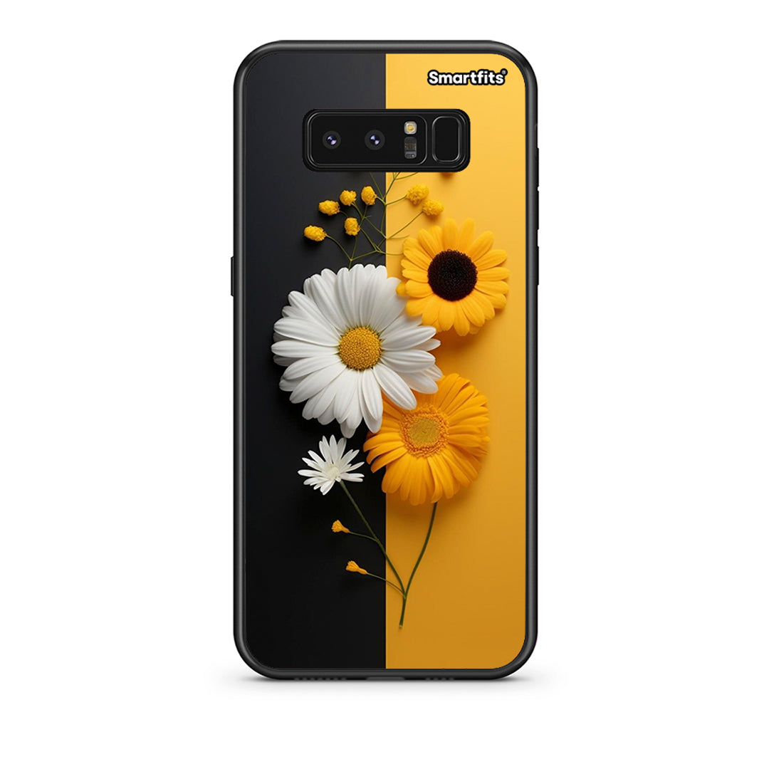 samsung note 8 Yellow Daisies θήκη από τη Smartfits με σχέδιο στο πίσω μέρος και μαύρο περίβλημα | Smartphone case with colorful back and black bezels by Smartfits