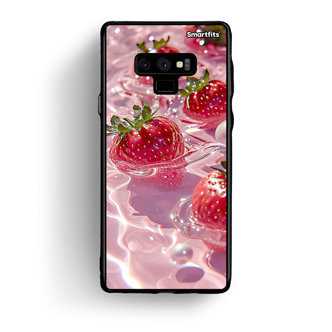 samsung note 9 Juicy Strawberries θήκη από τη Smartfits με σχέδιο στο πίσω μέρος και μαύρο περίβλημα | Smartphone case with colorful back and black bezels by Smartfits