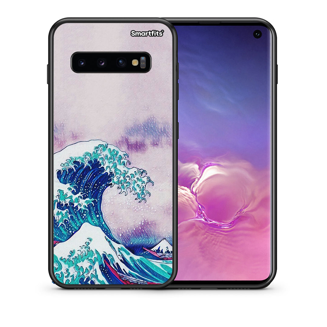 Θήκη Samsung S10 Blue Waves από τη Smartfits με σχέδιο στο πίσω μέρος και μαύρο περίβλημα | Samsung S10 Blue Waves case with colorful back and black bezels