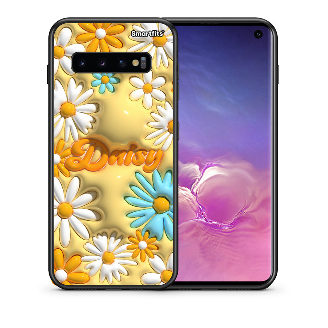 Θήκη Samsung S10 Bubble Daisies από τη Smartfits με σχέδιο στο πίσω μέρος και μαύρο περίβλημα | Samsung S10 Bubble Daisies case with colorful back and black bezels