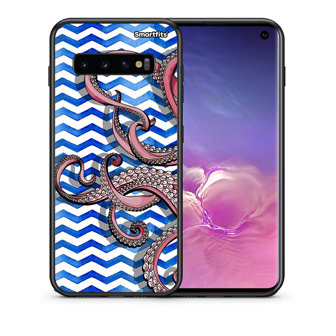 Θήκη Samsung S10 Chevron Devilfish από τη Smartfits με σχέδιο στο πίσω μέρος και μαύρο περίβλημα | Samsung S10 Chevron Devilfish case with colorful back and black bezels