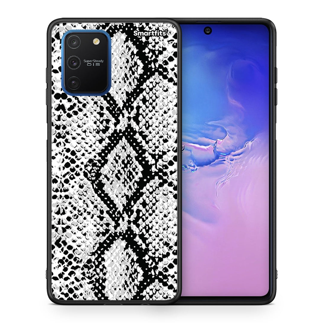 Θήκη Samsung Galaxy S10 Lite White Snake Animal από τη Smartfits με σχέδιο στο πίσω μέρος και μαύρο περίβλημα | Samsung Galaxy S10 Lite White Snake Animal case with colorful back and black bezels