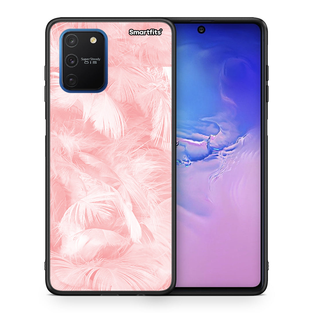 Θήκη Samsung Galaxy S10 Lite Pink Feather Boho από τη Smartfits με σχέδιο στο πίσω μέρος και μαύρο περίβλημα | Samsung Galaxy S10 Lite Pink Feather Boho case with colorful back and black bezels