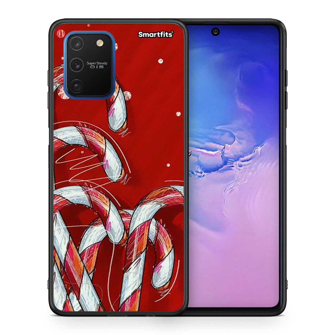 Θήκη Samsung Galaxy S10 Lite Candy Cane από τη Smartfits με σχέδιο στο πίσω μέρος και μαύρο περίβλημα | Samsung Galaxy S10 Lite Candy Cane case with colorful back and black bezels