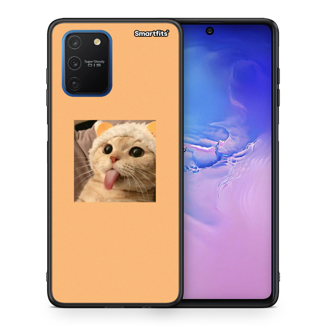 Θήκη Samsung Galaxy S10 Lite Cat Tongue από τη Smartfits με σχέδιο στο πίσω μέρος και μαύρο περίβλημα | Samsung Galaxy S10 Lite Cat Tongue case with colorful back and black bezels