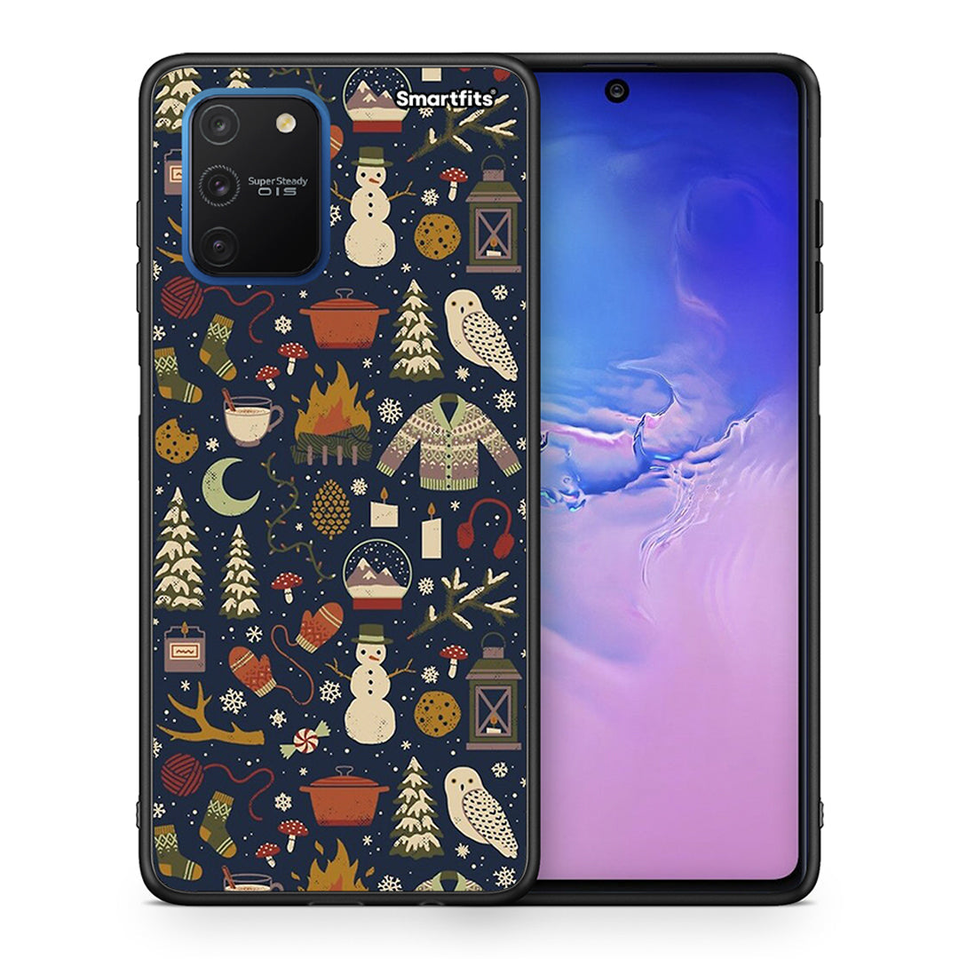 Θήκη Samsung Galaxy S10 Lite Christmas Elements από τη Smartfits με σχέδιο στο πίσω μέρος και μαύρο περίβλημα | Samsung Galaxy S10 Lite Christmas Elements case with colorful back and black bezels