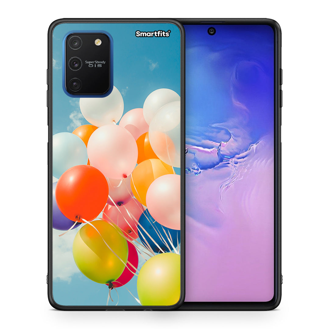 Θήκη Samsung Galaxy S10 Lite Colorful Balloons από τη Smartfits με σχέδιο στο πίσω μέρος και μαύρο περίβλημα | Samsung Galaxy S10 Lite Colorful Balloons case with colorful back and black bezels