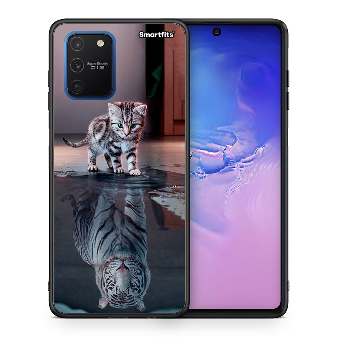 Θήκη Samsung Galaxy S10 Lite Tiger Cute από τη Smartfits με σχέδιο στο πίσω μέρος και μαύρο περίβλημα | Samsung Galaxy S10 Lite Tiger Cute case with colorful back and black bezels