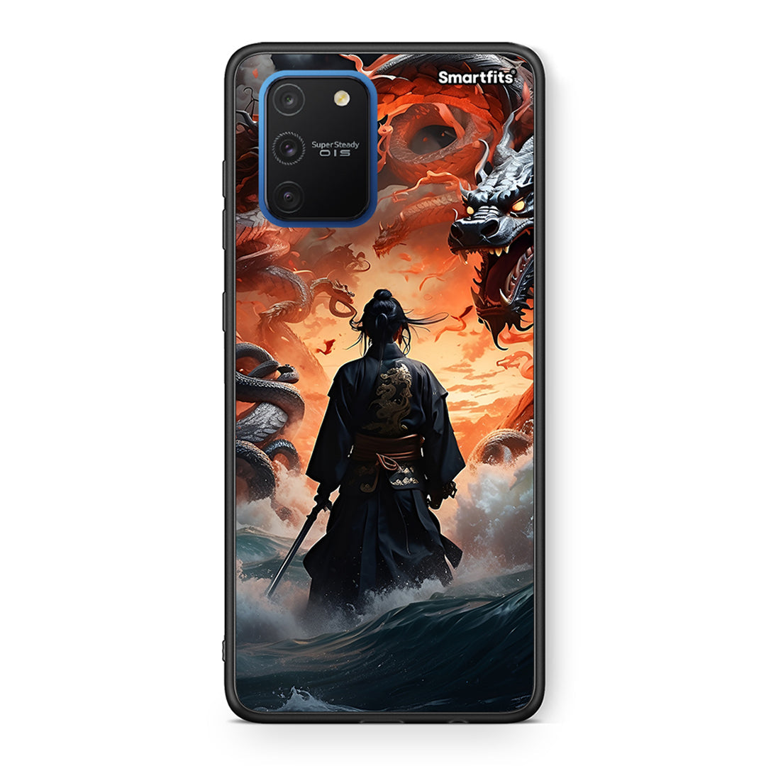 Samsung Galaxy S10 Lite Dragons Fight θήκη από τη Smartfits με σχέδιο στο πίσω μέρος και μαύρο περίβλημα | Smartphone case with colorful back and black bezels by Smartfits