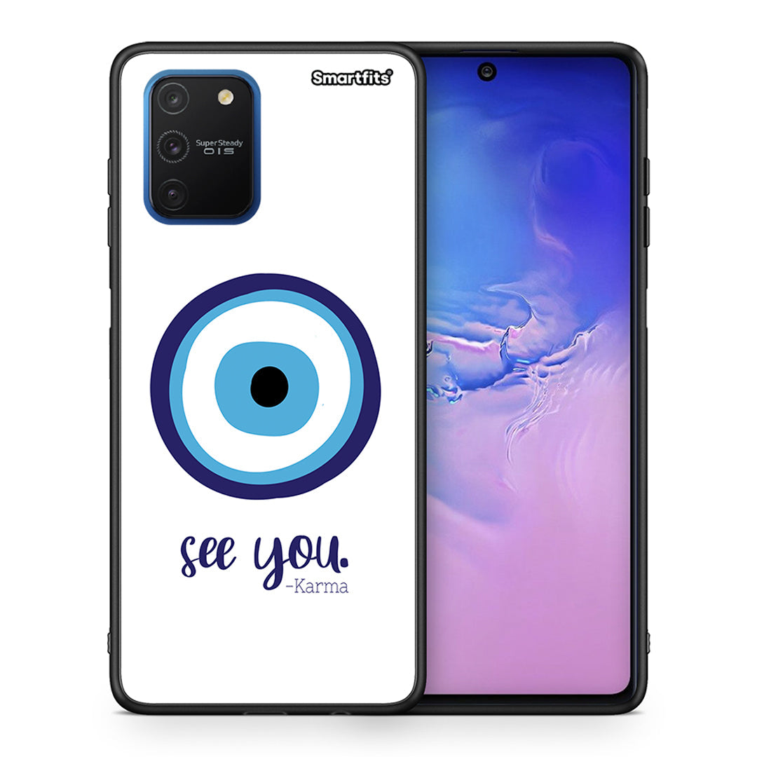 Θήκη Samsung Galaxy S10 Lite Karma Says από τη Smartfits με σχέδιο στο πίσω μέρος και μαύρο περίβλημα | Samsung Galaxy S10 Lite Karma Says case with colorful back and black bezels