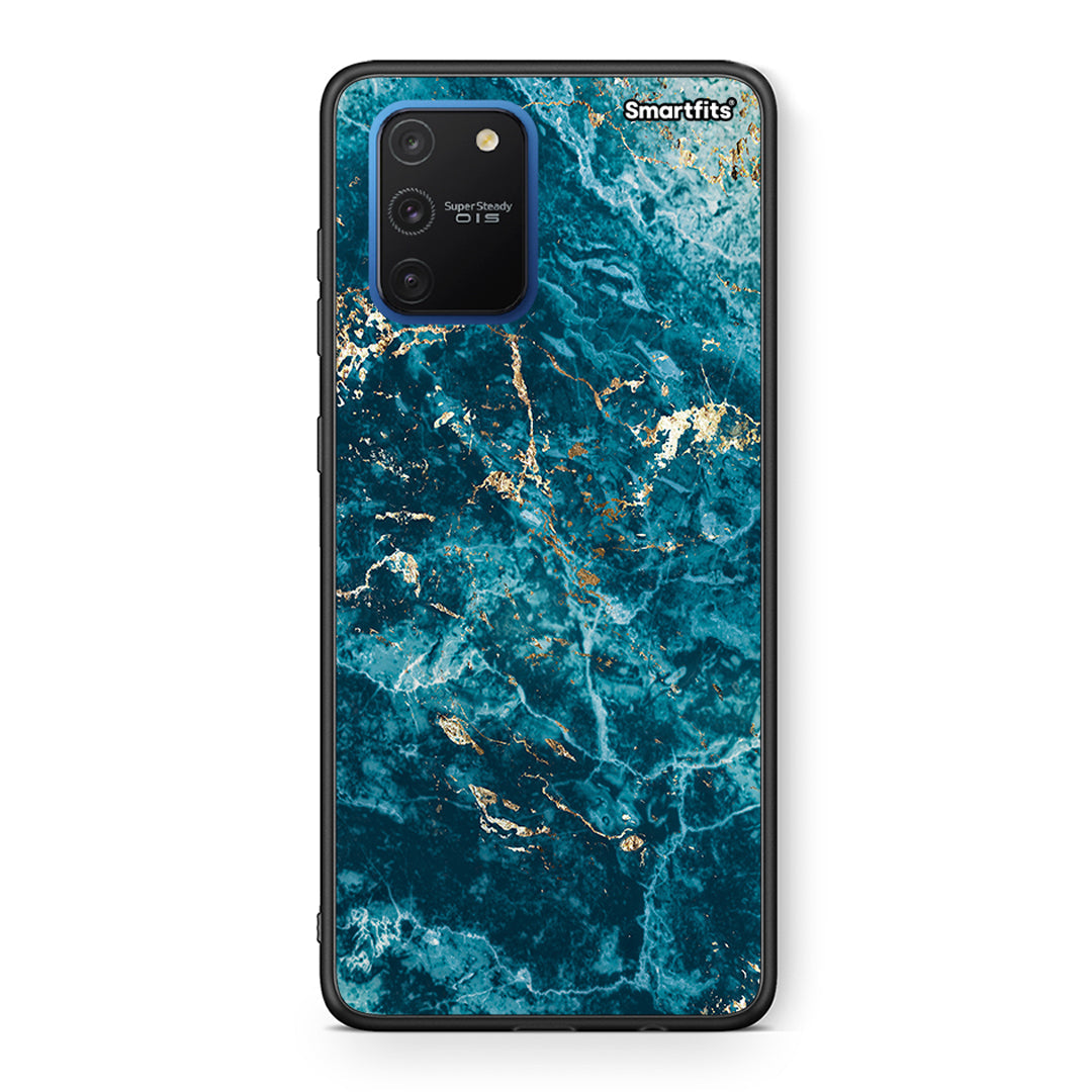 Samsung Galaxy S10 Lite Marble Blue θήκη από τη Smartfits με σχέδιο στο πίσω μέρος και μαύρο περίβλημα | Smartphone case with colorful back and black bezels by Smartfits