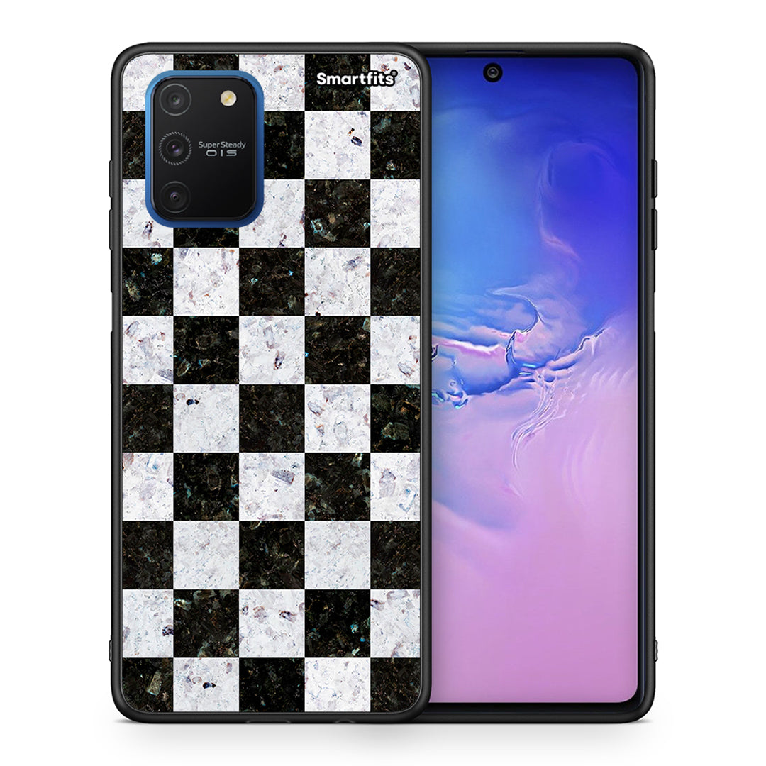 Θήκη Samsung Galaxy S10 Lite Square Geometric Marble από τη Smartfits με σχέδιο στο πίσω μέρος και μαύρο περίβλημα | Samsung Galaxy S10 Lite Square Geometric Marble case with colorful back and black bezels