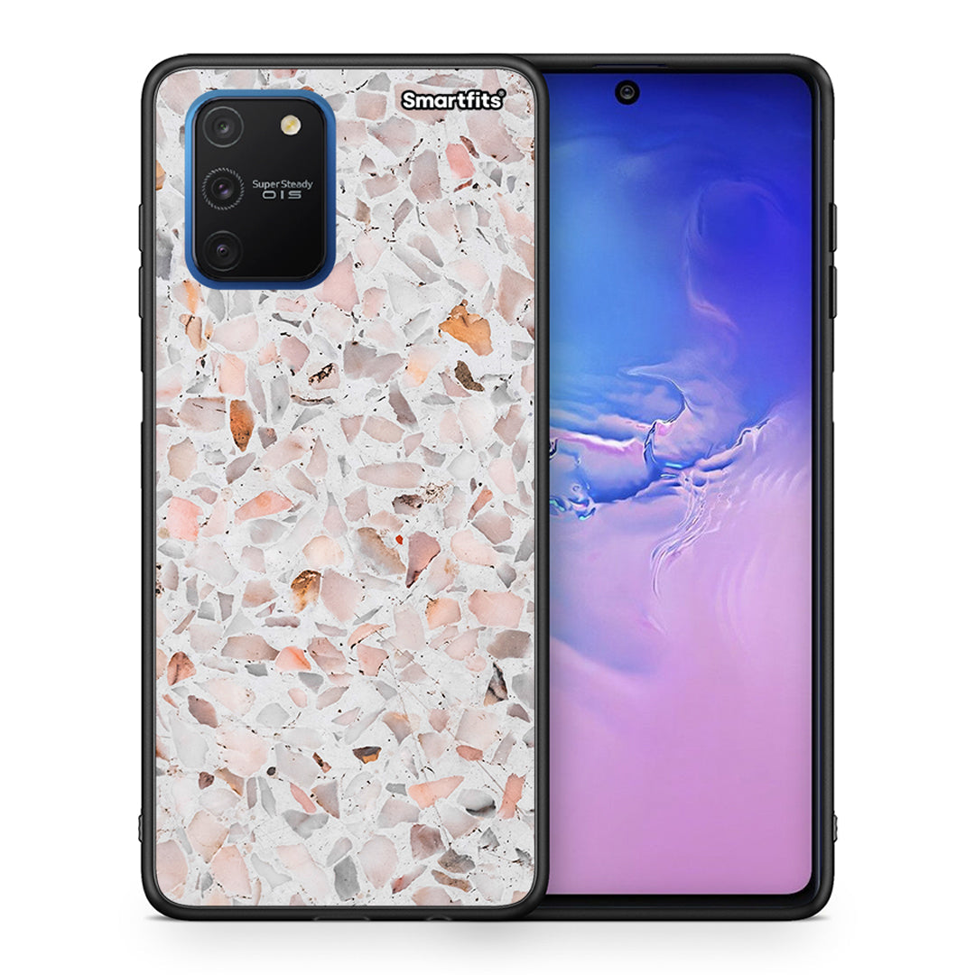 Θήκη Samsung Galaxy S10 Lite Marble Terrazzo από τη Smartfits με σχέδιο στο πίσω μέρος και μαύρο περίβλημα | Samsung Galaxy S10 Lite Marble Terrazzo case with colorful back and black bezels