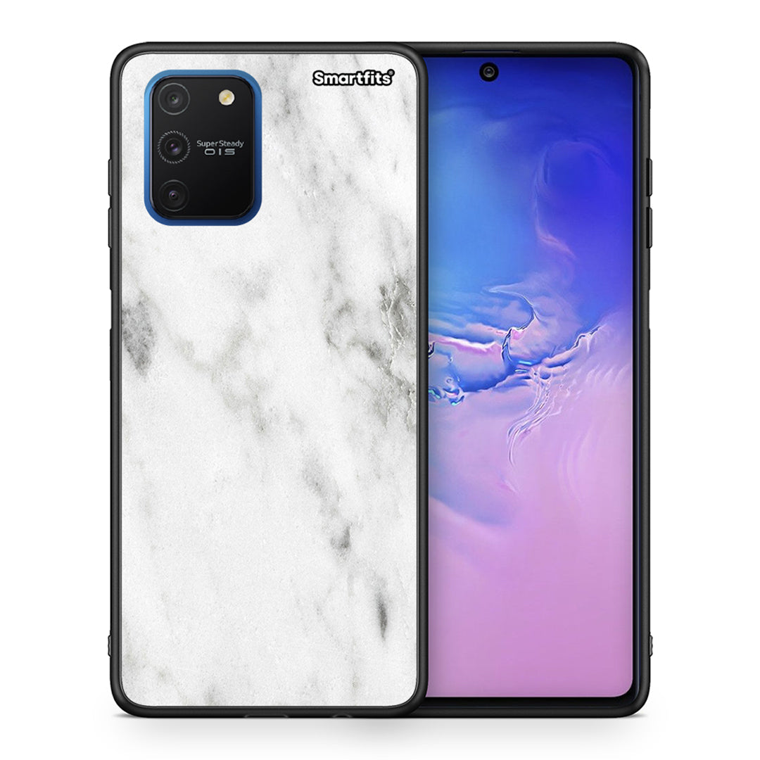 Θήκη Samsung Galaxy S10 Lite White Marble από τη Smartfits με σχέδιο στο πίσω μέρος και μαύρο περίβλημα | Samsung Galaxy S10 Lite White Marble case with colorful back and black bezels