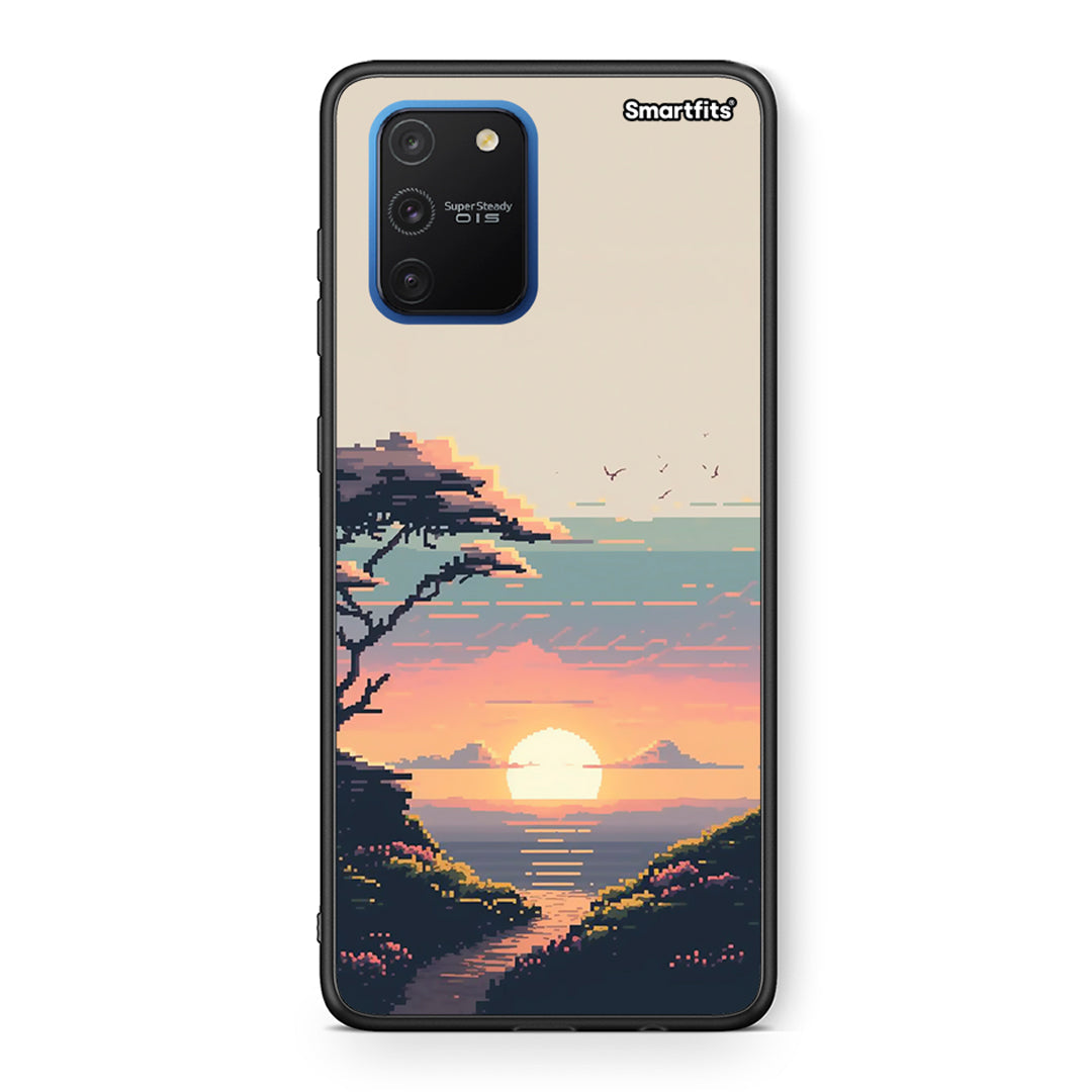 Samsung Galaxy S10 Lite Pixel Sunset Θήκη από τη Smartfits με σχέδιο στο πίσω μέρος και μαύρο περίβλημα | Smartphone case with colorful back and black bezels by Smartfits