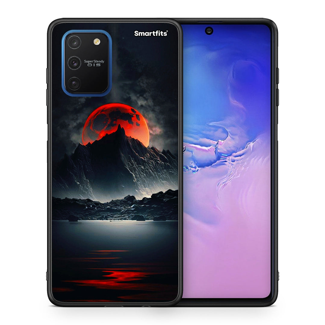 Θήκη Samsung Galaxy S10 Lite Red Full Moon από τη Smartfits με σχέδιο στο πίσω μέρος και μαύρο περίβλημα | Samsung Galaxy S10 Lite Red Full Moon case with colorful back and black bezels