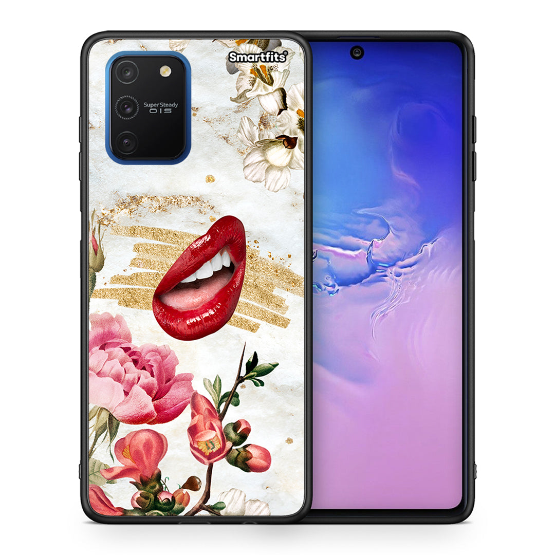 Θήκη Samsung Galaxy S10 Lite Red Lips από τη Smartfits με σχέδιο στο πίσω μέρος και μαύρο περίβλημα | Samsung Galaxy S10 Lite Red Lips case with colorful back and black bezels