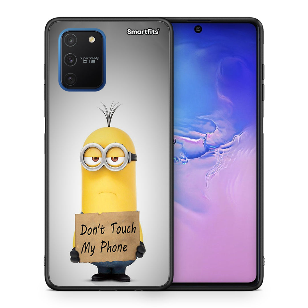 Θήκη Samsung Galaxy S10 Lite Minion Text από τη Smartfits με σχέδιο στο πίσω μέρος και μαύρο περίβλημα | Samsung Galaxy S10 Lite Minion Text case with colorful back and black bezels