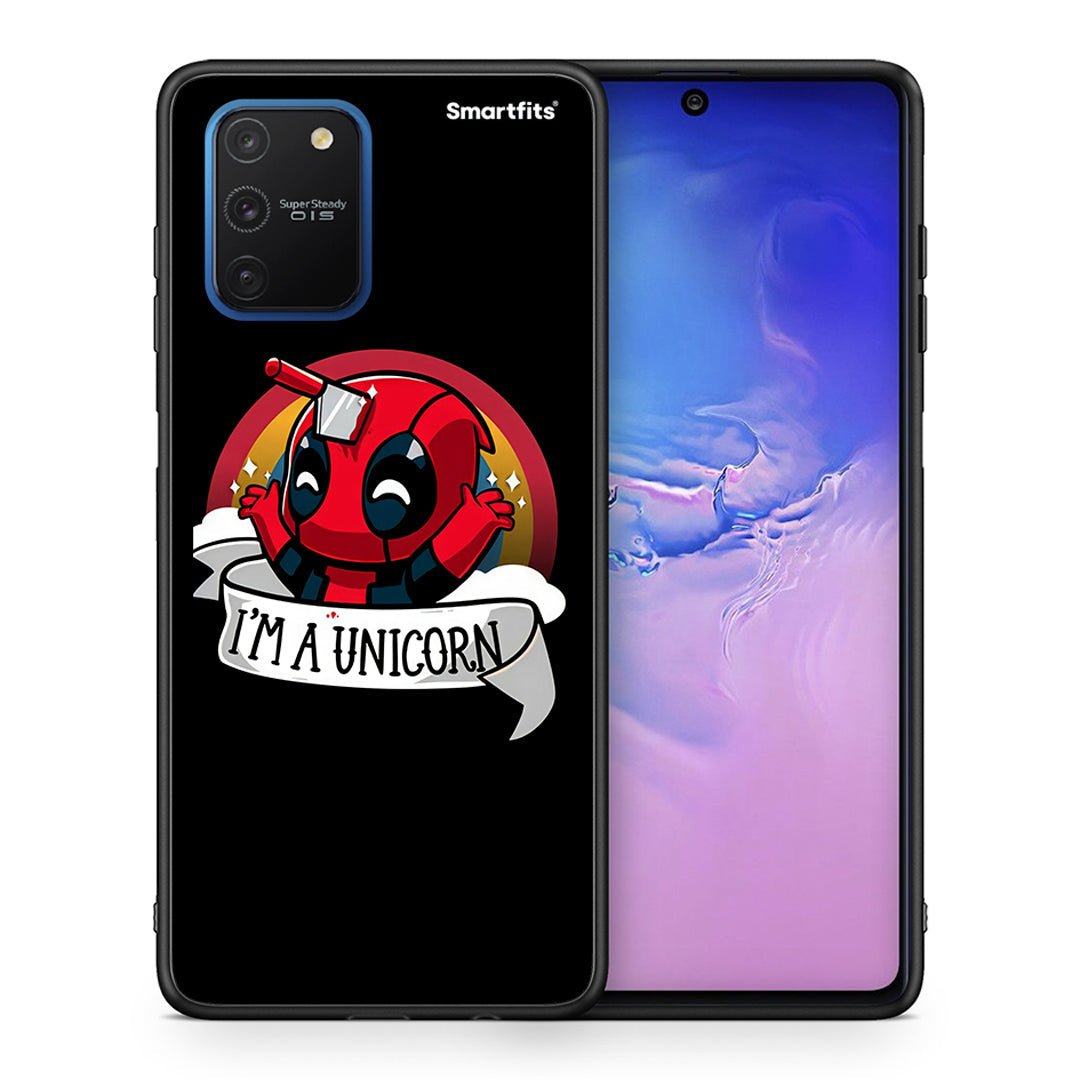 Θήκη Samsung Galaxy S10 Lite Unicorn Deadpool από τη Smartfits με σχέδιο στο πίσω μέρος και μαύρο περίβλημα | Samsung Galaxy S10 Lite Unicorn Deadpool case with colorful back and black bezels