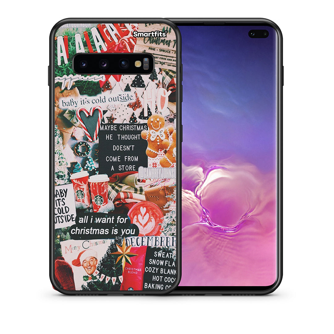 Θήκη Samsung S10+ Christmas Happiness από τη Smartfits με σχέδιο στο πίσω μέρος και μαύρο περίβλημα | Samsung S10+ Christmas Happiness case with colorful back and black bezels