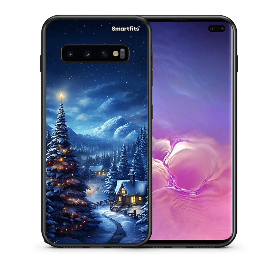 Θήκη Samsung S10+ Christmas Scenery από τη Smartfits με σχέδιο στο πίσω μέρος και μαύρο περίβλημα | Samsung S10+ Christmas Scenery case with colorful back and black bezels