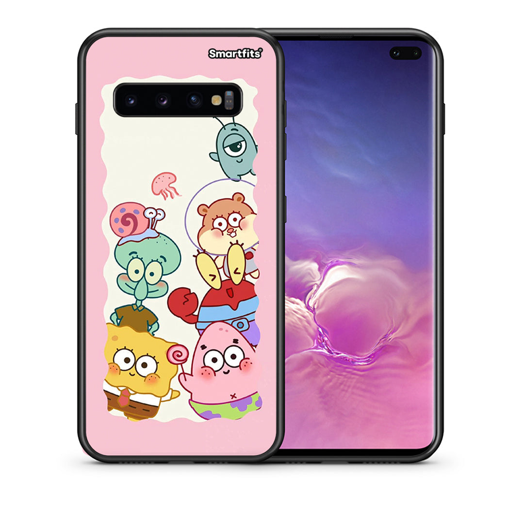 Θήκη Samsung S10+ Cute Companion από τη Smartfits με σχέδιο στο πίσω μέρος και μαύρο περίβλημα | Samsung S10+ Cute Companion case with colorful back and black bezels