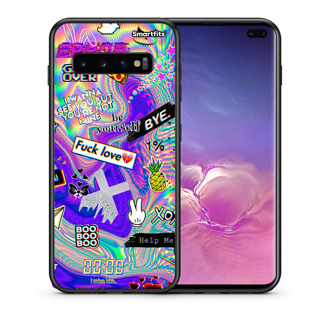 Θήκη Samsung S10+ Game Over από τη Smartfits με σχέδιο στο πίσω μέρος και μαύρο περίβλημα | Samsung S10+ Game Over case with colorful back and black bezels