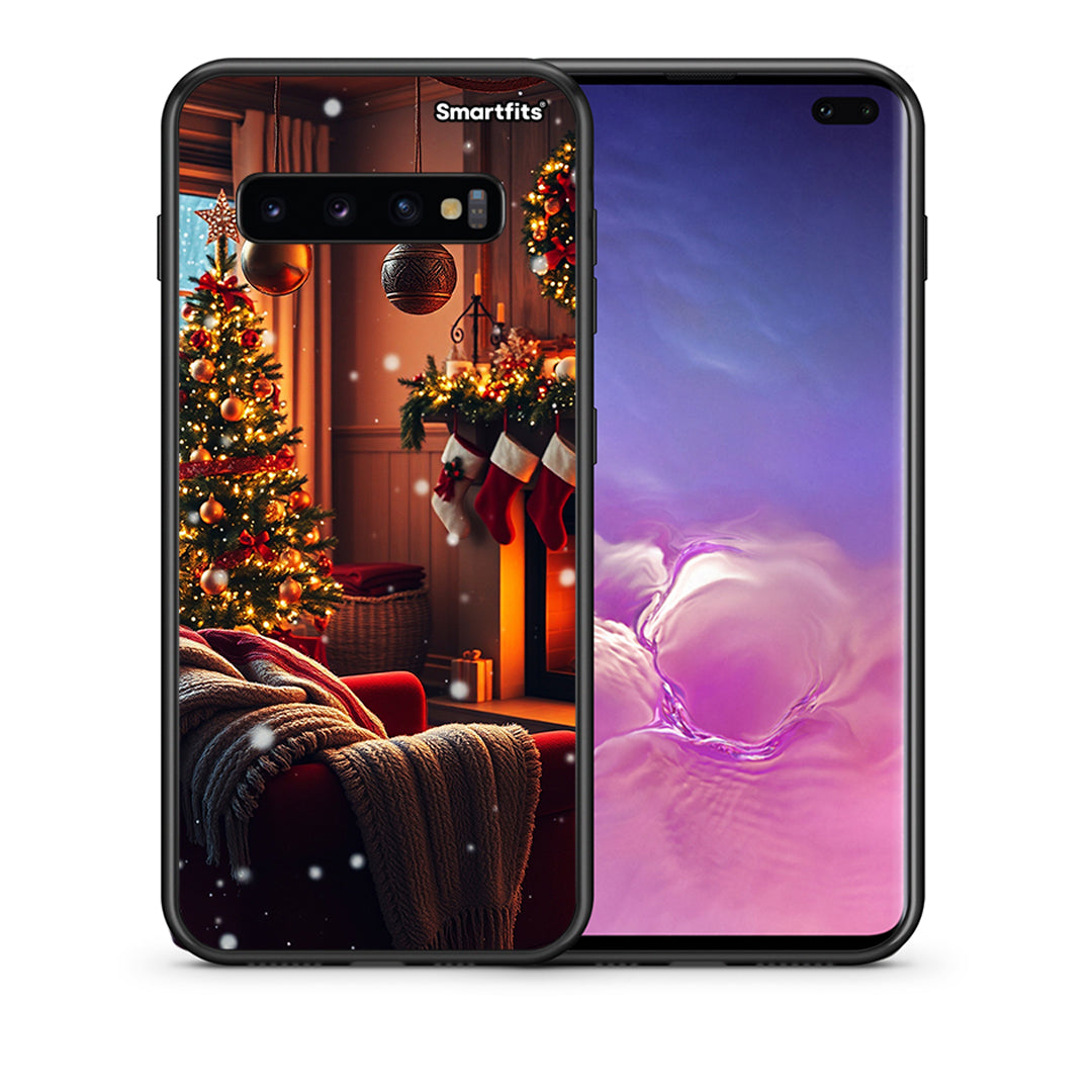 Θήκη Samsung S10+ Home For Christmas από τη Smartfits με σχέδιο στο πίσω μέρος και μαύρο περίβλημα | Samsung S10+ Home For Christmas case with colorful back and black bezels