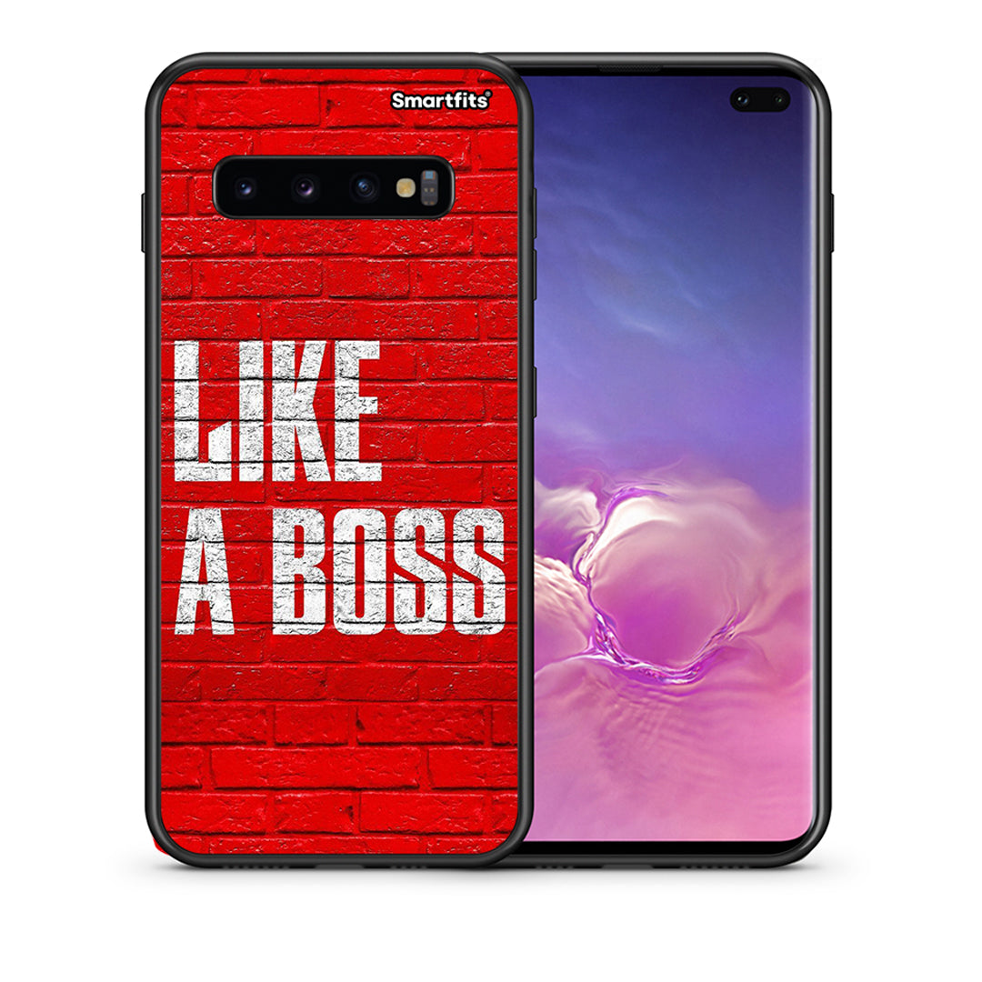 Θήκη Samsung S10+ Like A Boss από τη Smartfits με σχέδιο στο πίσω μέρος και μαύρο περίβλημα | Samsung S10+ Like A Boss case with colorful back and black bezels