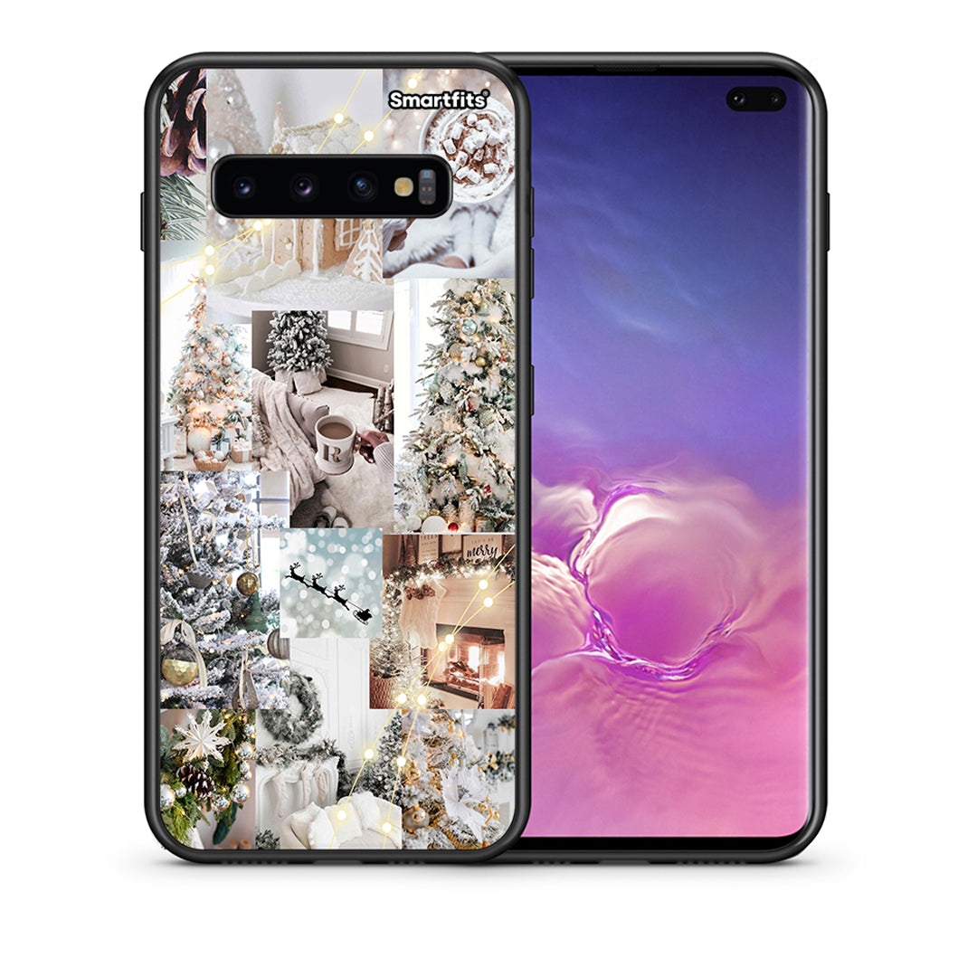 Θήκη Samsung S10+ White Christmas από τη Smartfits με σχέδιο στο πίσω μέρος και μαύρο περίβλημα | Samsung S10+ White Christmas case with colorful back and black bezels